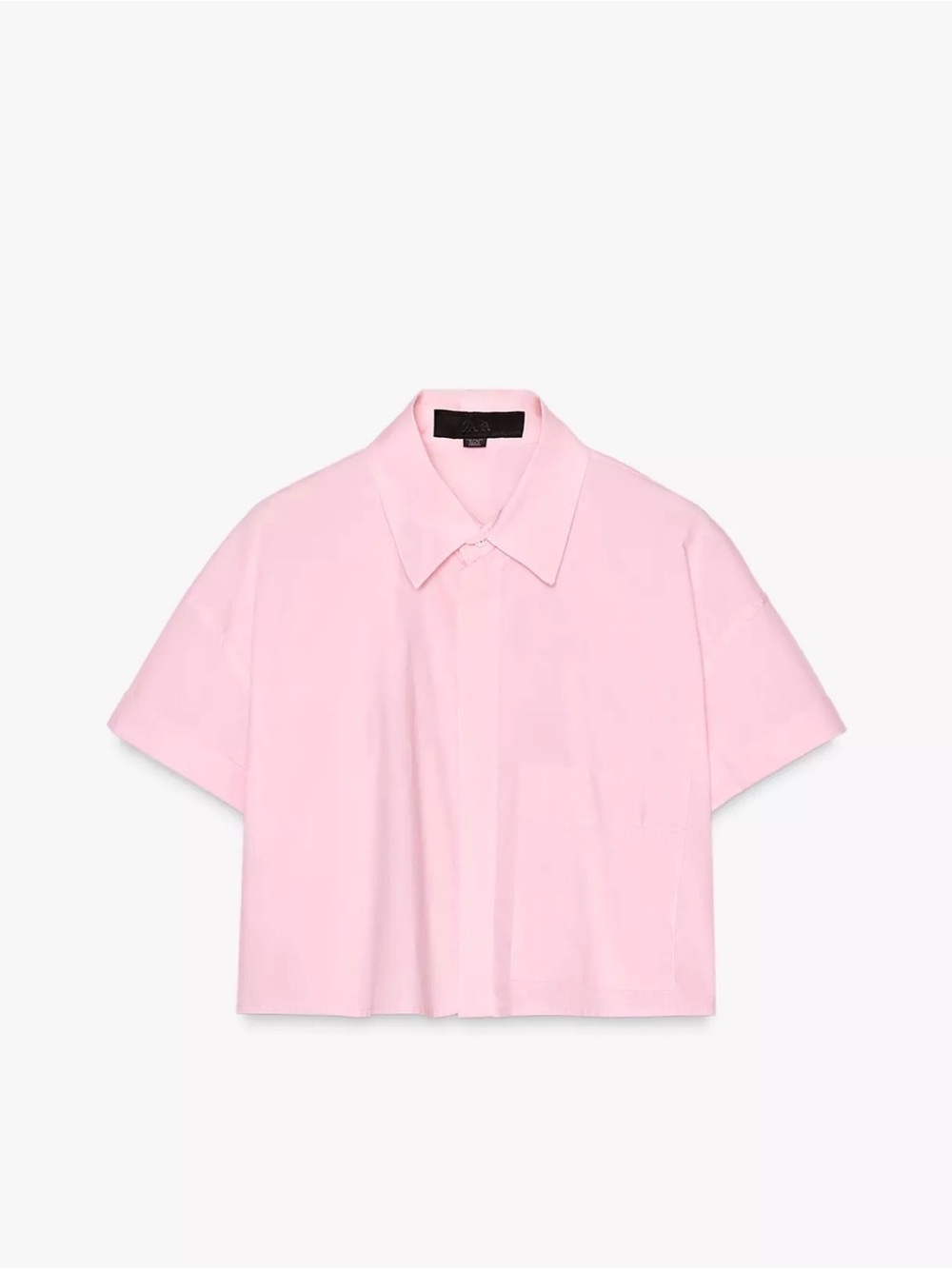 Cropped Button-Up Shirt in Light Pink Zara